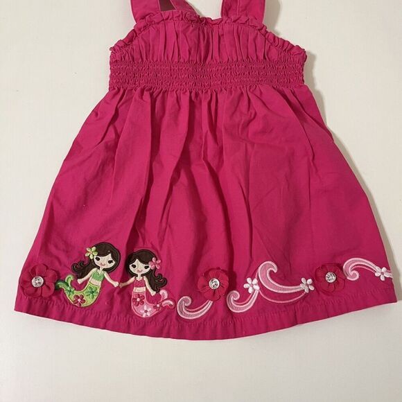 Gymboree Floral Mermaid Pink Smocked Dress and Bloomers Girls Size 6-12 Months - Picture 3 of 14